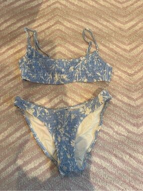 TRIANGL Blue & White Smocked Bikini Set